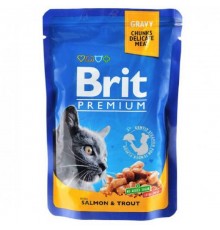 Вологий корм для кішок Cat Salmon and trout з лососем та фореллю пауч 100 г Brit Premium