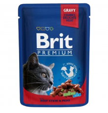 Вологий корм для кішок Cat Beef Stew and Peas рагу яловичина з горохом пауч 100 г Brit Premium
