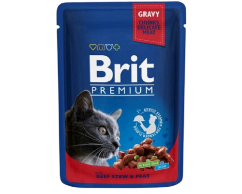 Вологий корм для кішок Cat Beef Stew and Peas рагу яловичина з горохом пауч 100 г Brit Premium
