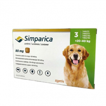 Таблетки інсектоакарицидні Сімпаріка для собак 20-40 кг №3*80 мг Zoetis