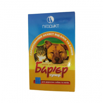 Бар'єр супер № 2 інсектоакарицидні краплі для дорослих собак і кішок (3 піпетки) Продукт