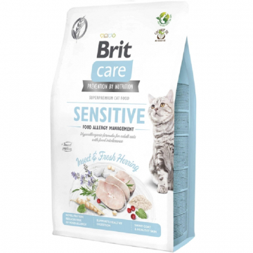Сухой корм для кошек с пищевой непереносимостью Brit Care Cat GF Insect с насекомыми и рыбой