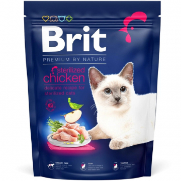 Сухой корм для взрослых стерилизованных кошек с курицей Brit Premium by Nature Cat Sterilised Chicken 800 г