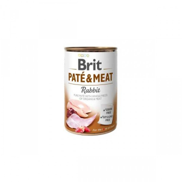 Влажный беззерновой корм для собак Brit Pat and Meat Dog консерва паштет из кролика 400 г