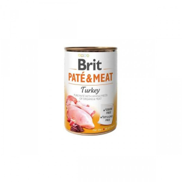 Влажный корм для собак Brit Patе and Meat Dog консерва паштет с индейкой 400 г