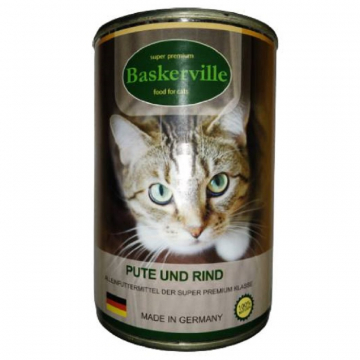 Корм Baskerville для котов любого возраста консерва  индейка с говядиной 400 г 21552