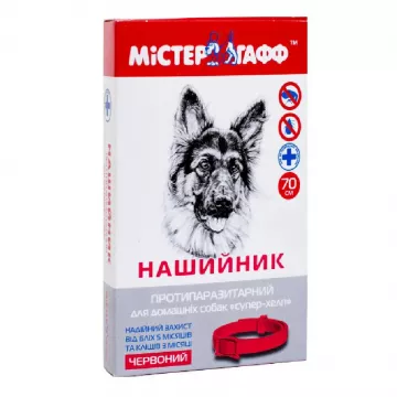МІСТЕР Гафф нашийник від бліх та кліщів з фіпронілом для собак 70 см червоний