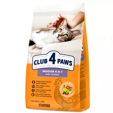 Сухой корм для взрослых котов Adult Cats Indoor 4 in 1 живущих в помещении 1 кг Клуб 4 лапы