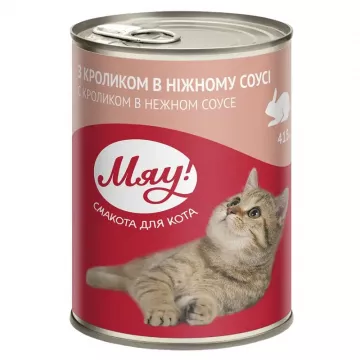 Корм для котов МЯУ консерва кролик в соусе 415г А