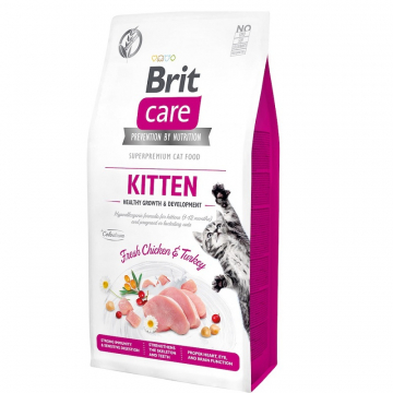 Сухой корм для котят Kitten Healthy Growth and Development Fresh Chicken and Turkey со свежей курицей и индейкой 1 кг Brit Care