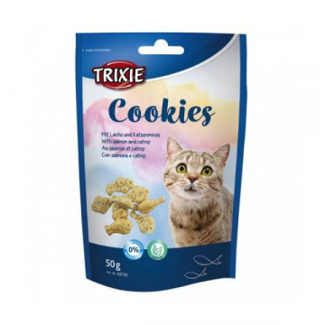 Ласощі для котів печиво для котів TRIXIE Cookies з лососем + котяча м'ятой 50g Тикси TX-42743