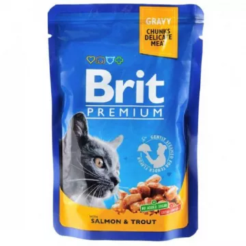 Корм для котов Брит пауч кусочки с лососем и форелью Brit Premium Cat pouch 100 г