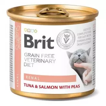 Корм Brit VetDiets консервований для котів з хронічною нирковою недостатністю Бріт Вет Даєтс Кет Ренал з тунцем та лососем з горохом 200г арт.100714