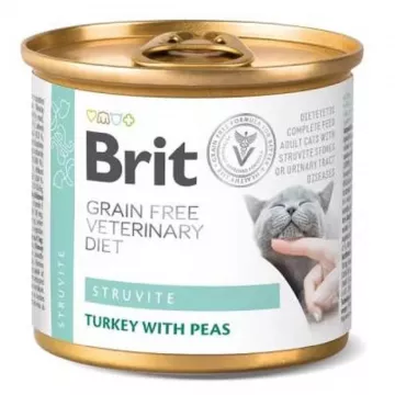 Корм д/кот Брит Вет Диетс Струвит индейка горох Brit VetDiets при лечении и  профилактике мочекаменной болезни 200г конс/100713