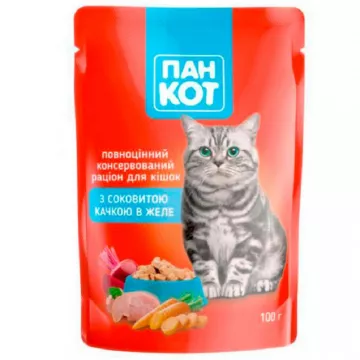 Корм для котов Пан Кот утка в желе 100г