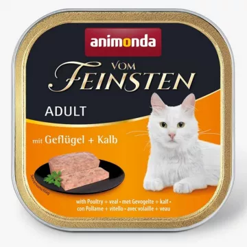 Корм д/котов Амонд  Vom Feinsten Adult with Poultry + Veal консервы с птицей и телятиной 100г/AM-83200