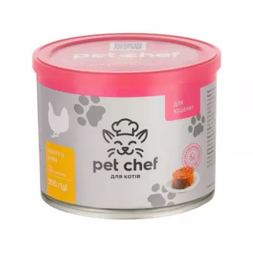 Корм для дорослих котів  Pet Chef Пет шеф паштет  курка консерва 200 г