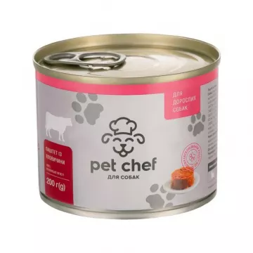 Корм для взрослых котов Pet Chef Пет шеф паштет говядина консерва 200 г