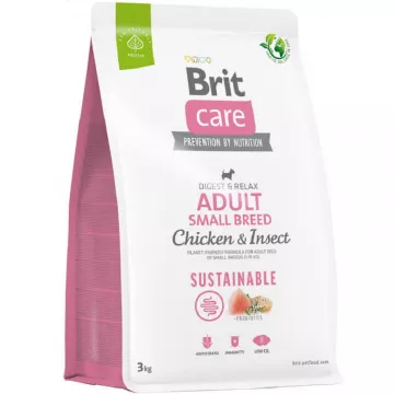 Корм для собак Брит весом до 10 кг Brit Care Adult Small Breed SUSTAINABLE  насекомые курица 3 кг