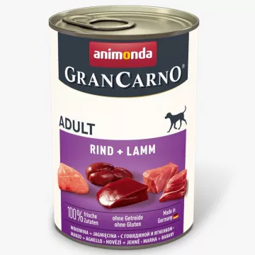 Корм д/собак Амонд GranCarno Adult Beef + Lamb консервований  з яловичиною і ягнятиною 400 г AM-82733