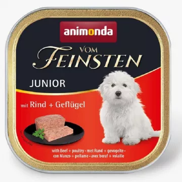 Корм д/цуценят  Vom Feinsten Junior with Beef + Poultry консервований з яловичиною і птицею 150 г AM-82620