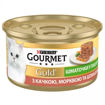 Корм д/кот Гурмет голд  утка морковь шпинат консерва кусочки в пашт. 85 г/24ящ