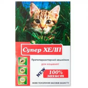 Ошейник Супер ХЕЛП от блох для котят зеленый  35 см Круг