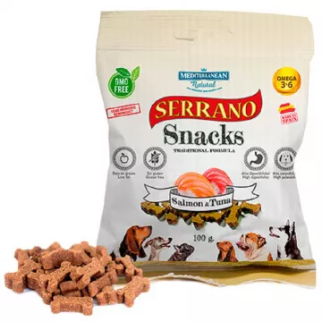 Натуральні ласощі для собак Серано Serrano snack for dog salmon and tuna лосось і тунець 100 г