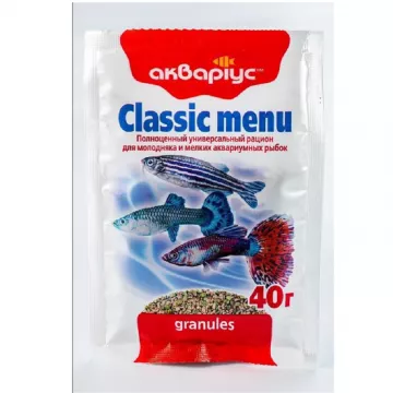 Корм для аквариумных рыб в гранулах  Classic Menu 40 г Аквариус