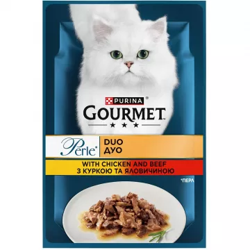 Корм для котов Gourmet Perle с курицей и говядиной 85 г Purina