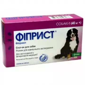 Фіприст спот-он для собак від 40 кг від бліх, кліщів, власоїдів 1 піпетка*4,02 мл KRKA