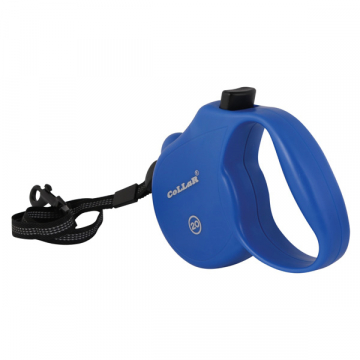 Рулетка Collar control  20 кг 5 м светоотражающая лента трос синяя