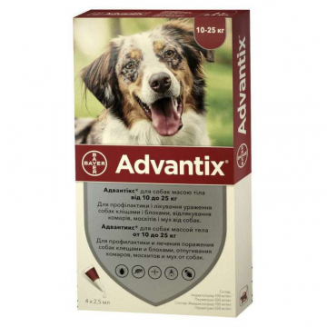 Адвантикс Advantix капли на холку для собак 10-25 кг Bayer 1 пипетка