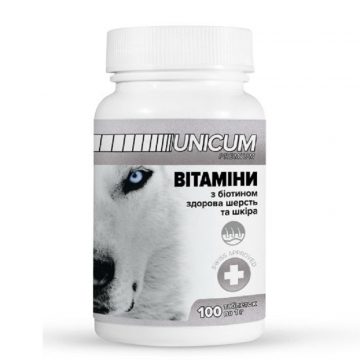 Витамины Уникум премиум UNICUM premium для собак здоровая шерсть и кожа 100 таблеток 100 г