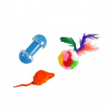 Набір іграшок для кішки миша, хутряної м'яч, гантель XW0311