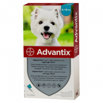 Адвантикс Advantix капли на холку для собак 4-10 кг Bayer 1 пипетка