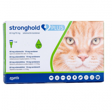 Стронгхолд Плюс (селамектин+сароланер) для котів 5-10 кг 1 піпетка Zoetis