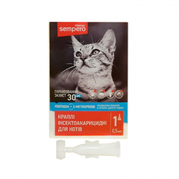 Семперо Sempero капли от блох и клещей для котов от 2-х кг 0,5 мл Vitomax