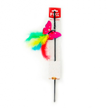 Іграшка для кішок Вудка жарт метелик однотонна з пухом FOX СН-018