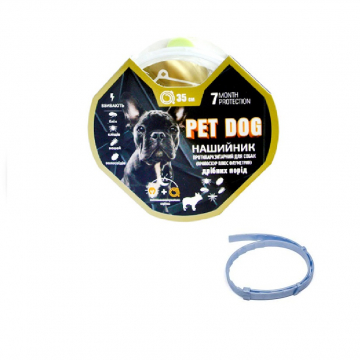 Нашийник Пет Pet DOG Світлонакопичувальні стрічка 35 см блакитний пропоксур + флуметрин