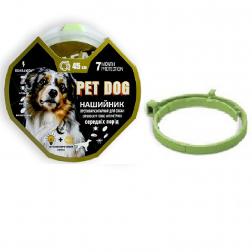 Ошейник Пет Pet DOG светонакопительная лента 45 см зеленый пропоксур+флуметрин