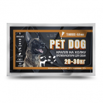 Капли Pet Dog инсектоакарицидные для собак 20-30 кг №1*4 мл