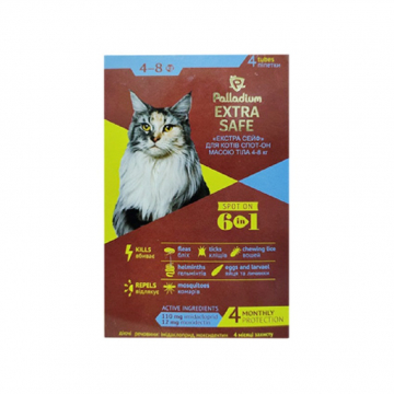 Палладіум краплі спот-он Extra Safe для котів 4-8 кг від бліх та гельмінтів