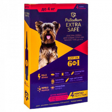 Палладиум капли Extra Safe для собак до 4 кг от блох и гельминтов