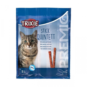 Лакомство Trixie для котов  PREMIO Quadro-Sticks лосось и форель 5 шт 5 гр