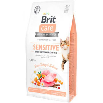 Сухой корм для требовательных кошек Brit Care Cat GF Sensitive Digestion & Delicate Taste с индейкой и лососем 7 кг