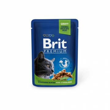 Корм для котов Брит пауч курица д/стерилизованных Brit Premium Cat pouch 100г