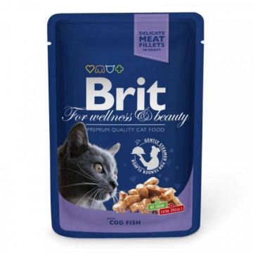 Корм для котов Брит пауч треска Brit Premium Cat pouch 100г