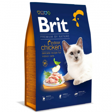 Корм для котов Брит взрослых в помещении Brit Premium Indoor Chicken 8кг ЦЕНА за 1кг