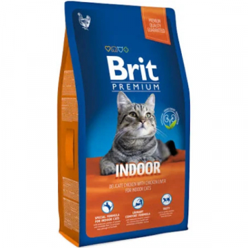 Корм для котов Брит взрослых в помещении Brit Premium Indoor Chicken 8кг ЦЕНА за 1кг